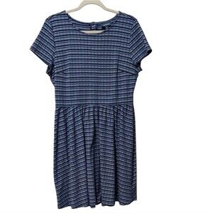 ModCloth blue striped knit Baby doll mini Dress women's size XL